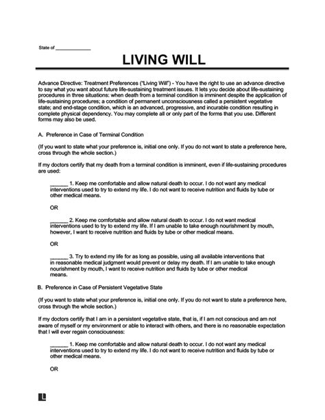 living will template dc